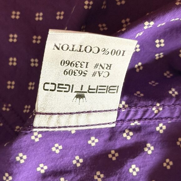 Bertigo Men's Shirt Long Sleeve Cotton purple & white size 5/ XL contrast print - Picture 10 of 10